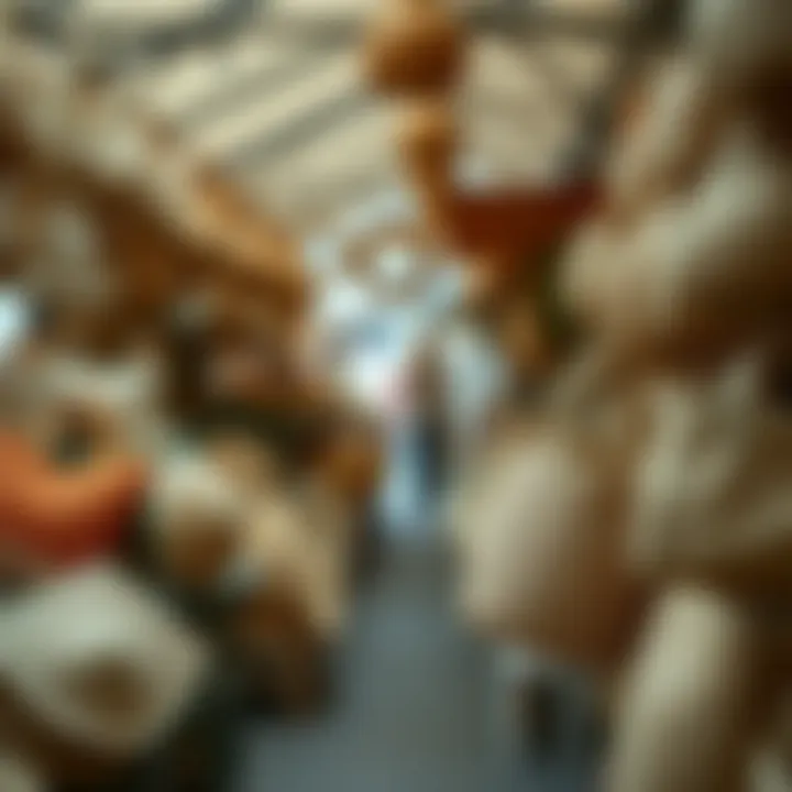 Seasonal Straw Bag Market Display Seasonal display of straw bags in a vibrant market setting