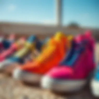 A selection of vibrant sneakers suitable for warm weather