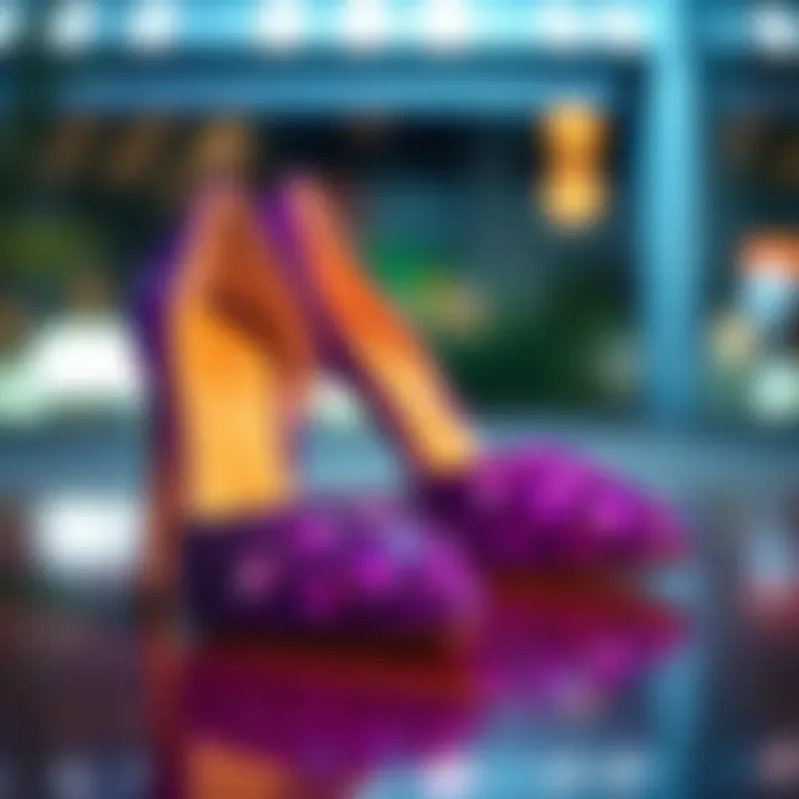 Eco-Friendly Purple Sparkly Heels Sustainable purple sparkly heels made with eco-friendly materials