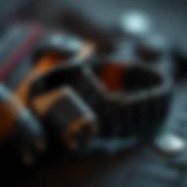 Detailed view of a tactical bracelet showcasing its intricate design