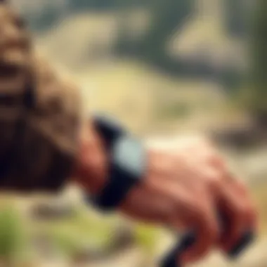 Tactical bracelet worn in an outdoor adventure setting