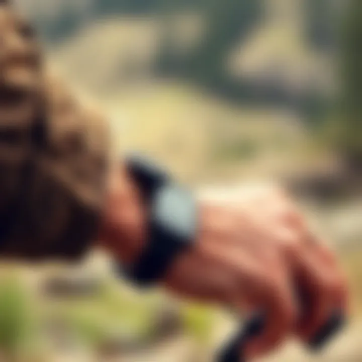 Tactical bracelet worn in an outdoor adventure setting