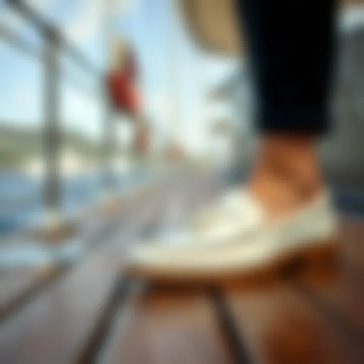 Sophisticated Design on Deck Sophisticated tassel boat shoes on a wooden deck