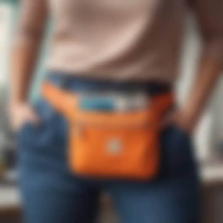 A stylish teacher waist pouch featuring vibrant colors and functional pockets.