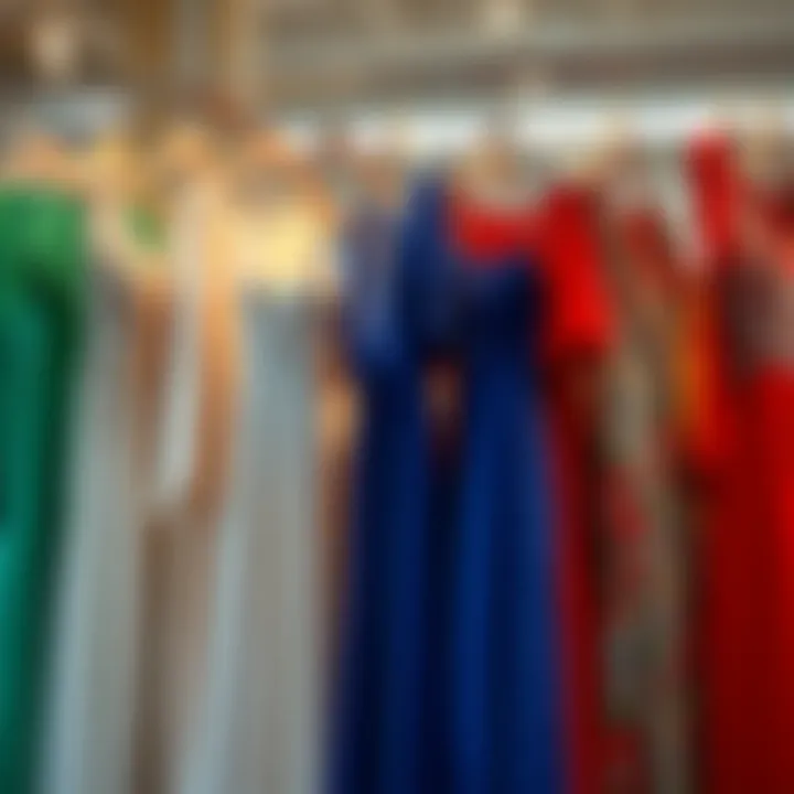 A Spectrum of Choices Diverse selection of graduation dresses displayed on hangers