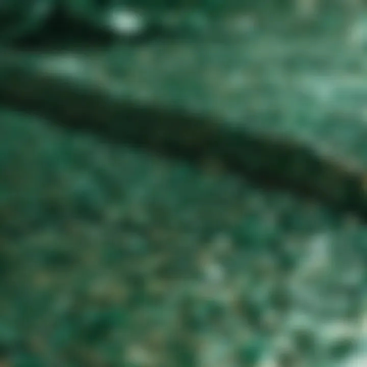 Close-up of shimmering green sequins on a table runner