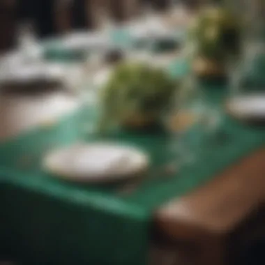 Green sequin table runner enhancing a festive dining experience