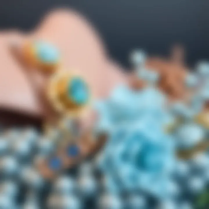 Fashion Accessories with Ice Blue Accents Stylish fashion accessories complemented by ice blue artificial floral accents.