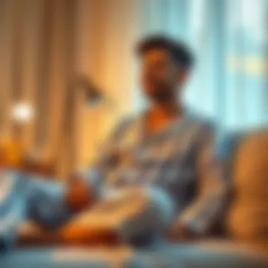 Enjoying Comfort in Pajamas Relaxing individual enjoying comfort in tight fitting pajamas