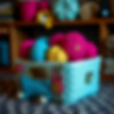 DIY crochet storage solution with personalized embellishments