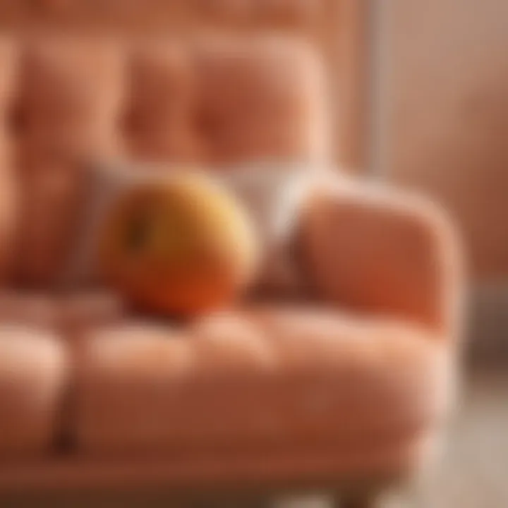 Close-up of textured peach fabric and furnishings