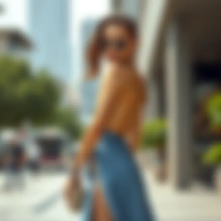 Fashionable accessories paired with a backless slit dress