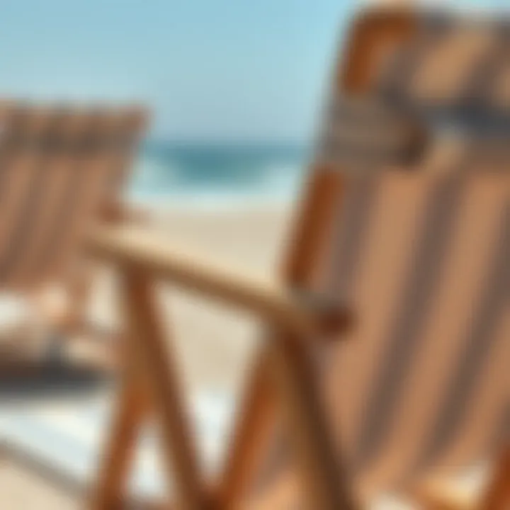 Close-up of ergonomic features of a beach chair