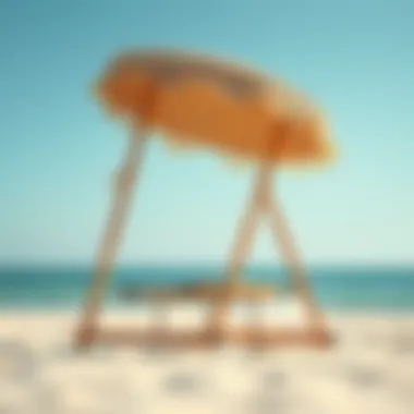 Stylish beach backrest chair on the sand