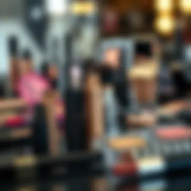 A stylish makeup setup featuring micro wand mascara among other cosmetics