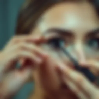 User demonstrating the application technique of micro wand mascara