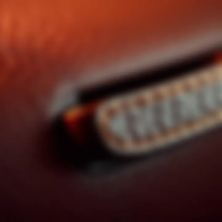 Detailed view of the Doona leather handle showcasing its texture and finish