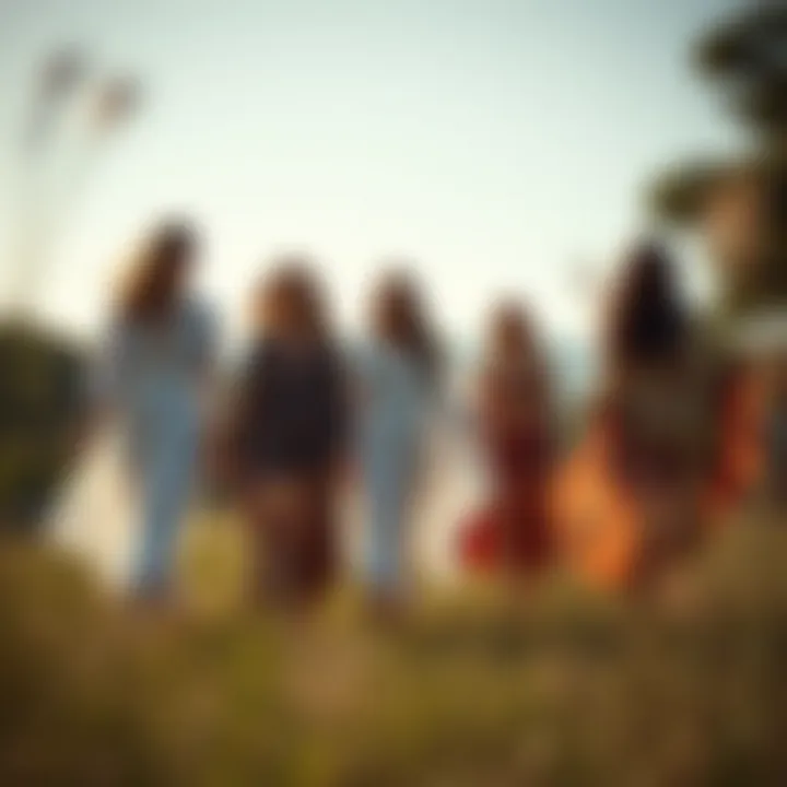 Flowing Garments in Nature A serene outdoor scene featuring individuals dressed in flowing garments, embodying the spirit of freedom