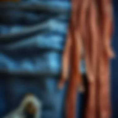 Vintage Denim and Fringe Elements A detailed view of vintage denim and fringe elements, a hallmark of 70's hippie fashion