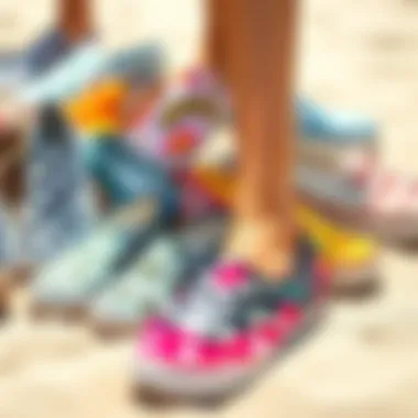 A vibrant array of slip-on shoes in various designs