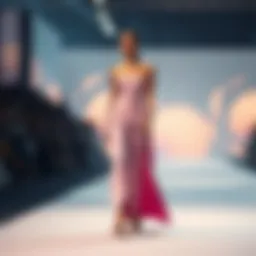 Elegant high slit pants on a runway