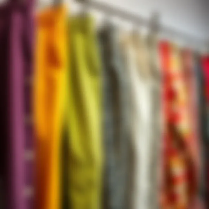 Diverse Color and Pattern Options An array of button-up sweatpants in various colors and patterns displayed creatively.