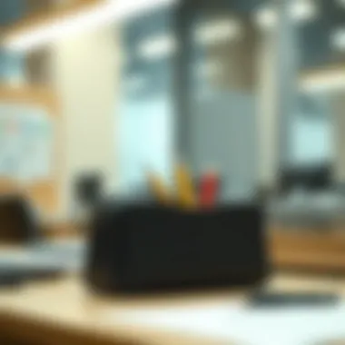 Practicality of Slot Pencil Cases in Professional Environments A slot pencil case in an office setting, illustrating its practicality