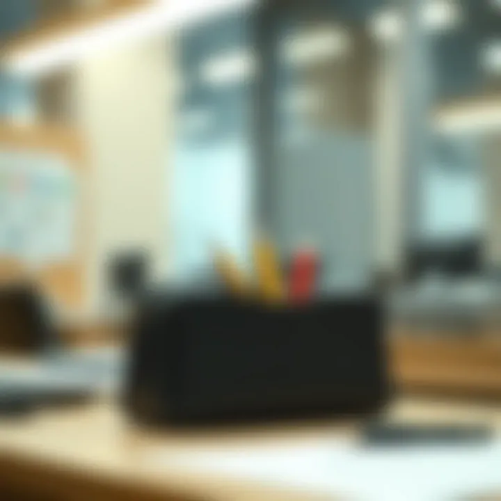 Practicality of Slot Pencil Cases in Professional Environments A slot pencil case in an office setting, illustrating its practicality