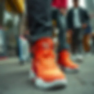 Chunky Puma in Urban Street Style A vibrant street scene showcasing individuals wearing chunky Puma shoes.