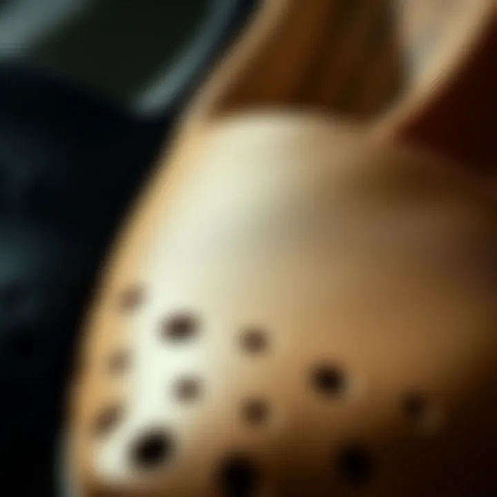 Close-up view of materials used in Crocs pointed toe flats