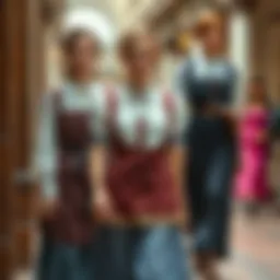 Historical evolution of waist aprons in fashion