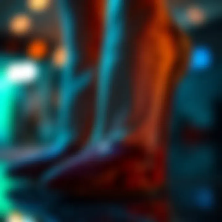 Close-up of luxurious materials used in high heels