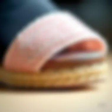 Close-up of innovative materials used in summer footwear, emphasizing craftsmanship