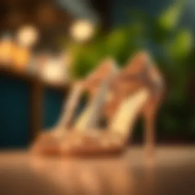 A stylish pair of summer heels with intricate designs showcasing elegance