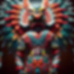 A vibrant totem-inspired garment showcasing intricate patterns and colors