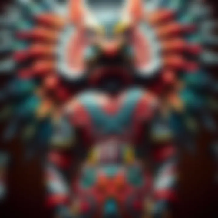 Vibrant Totem-Inspired Garment A vibrant totem-inspired garment showcasing intricate patterns and colors