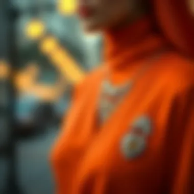 Accessorizing an orange modest dress with jewelry
