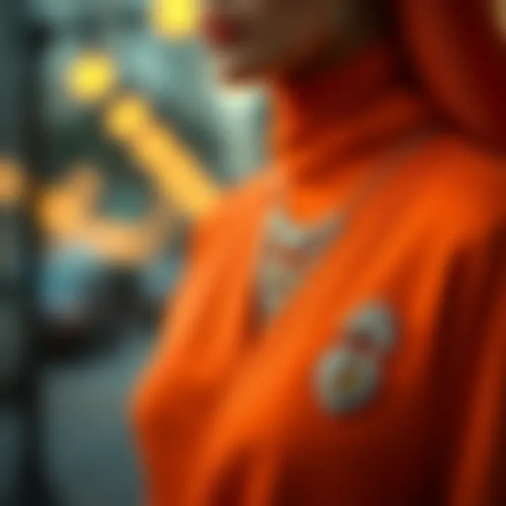 Accessorizing an orange modest dress with jewelry
