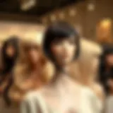 Elegant display of various wig styles showcasing modern fashion trends