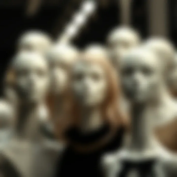 Diversity in Design: Artistic Arrangement of Mannequin Heads Artistic arrangement of various mannequin heads highlighting diversity in design