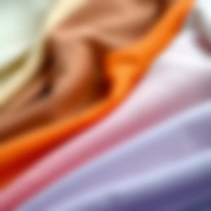 A close-up of various fabric swatches suitable for tank tops.