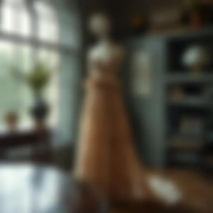 Elegant socialite maxi dress displayed in a vintage setting