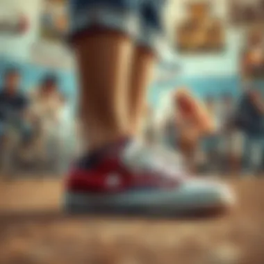 A cultural montage displaying the impact of canvas shoes in various contexts