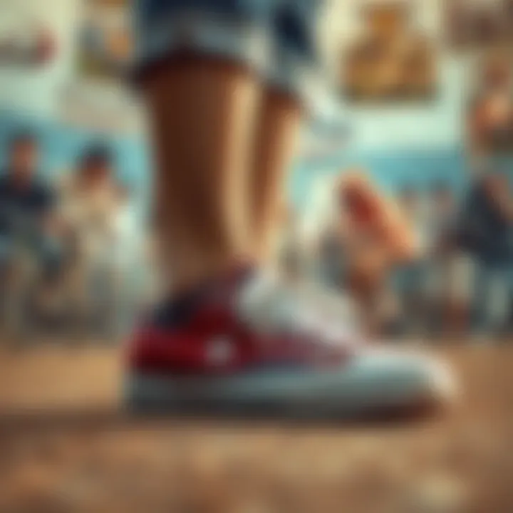 A cultural montage displaying the impact of canvas shoes in various contexts