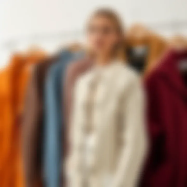 Contrasting Color Palette of Cardigans A contrasting color palette showcasing a variety of cable knit cardigans