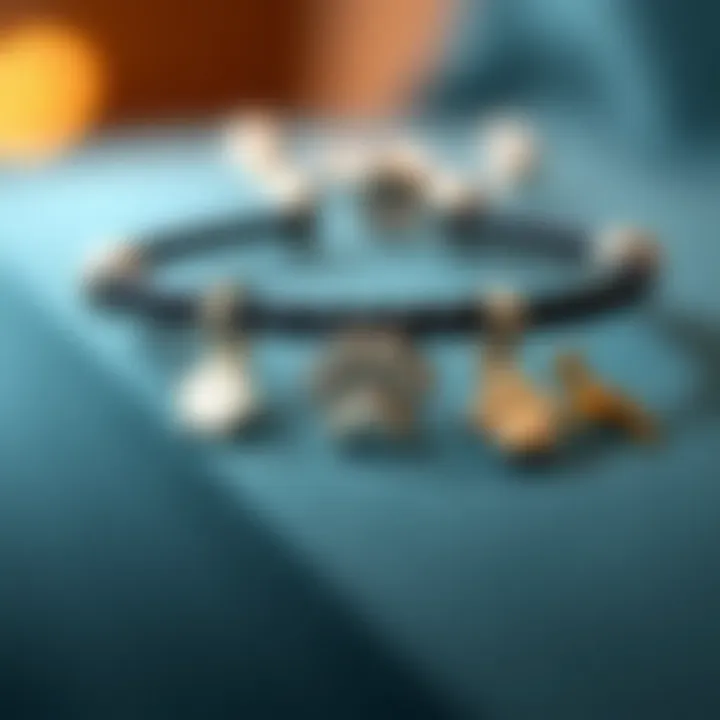 Personalized Paw Print Bracelet with Charms Close-up of a personalized paw print bracelet with charms