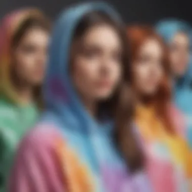 A group of diverse individuals expressing their unique styles in tie dye hoodies