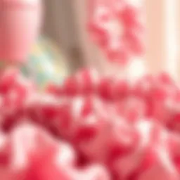 Elegant pink satin scrunchies displayed artistically