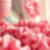 Artistic Display of Pink Satin Scrunchies Elegant pink satin scrunchies displayed artistically