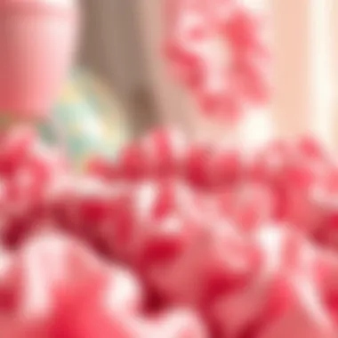 Artistic Display of Pink Satin Scrunchies Elegant pink satin scrunchies displayed artistically